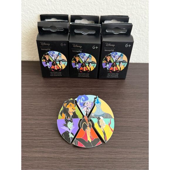Loungefly Disney Villains Slice Blind Box Enamel Pin COMPLETE Set of 6